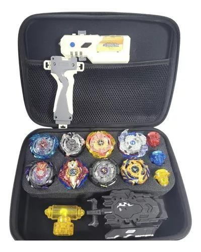 Beyblade Maleta Kit Com 8 Beyblade + Lançador Dupla Rotação - z3